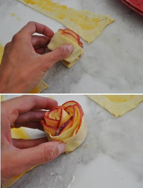 therebetterbepie:lady-feral:beautifulpicturesofhealthyfood:Rose Shaped Baked Apple Dessert…RE