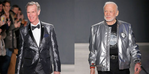 criticalderolo: thewightknight: Bill Nye the Science Guy and Buzz Aldrin Walked at Men’s Fashi