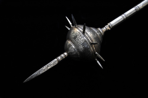 peashooter85: Indian steel and silver mace, 18th or 19th century. from The Jorge Caravana Collection