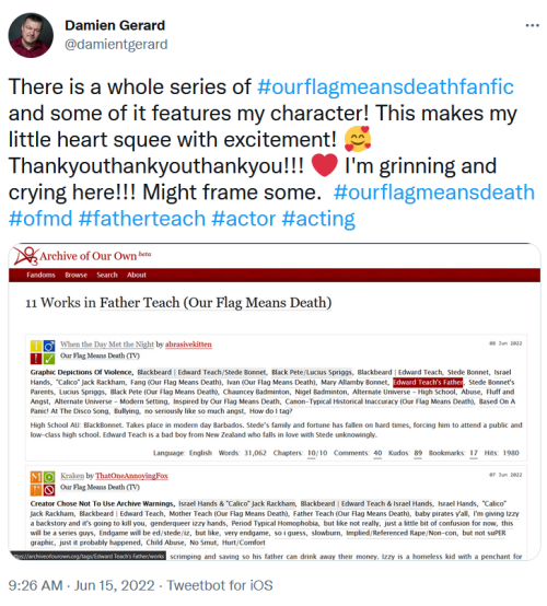 glitter-intheair: the actor that played Ed’s dad posting a freaking AO3 screenshot on twitter wasn’t