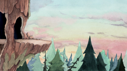 Watercolor background art by Caitlin Russell for Cuphead (2017). (source)