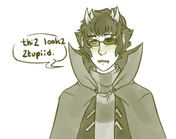 jaydrawsart:  Eridan’s reaction:   Someone in my livestream requested Sollux in Eridan’s clothes. 