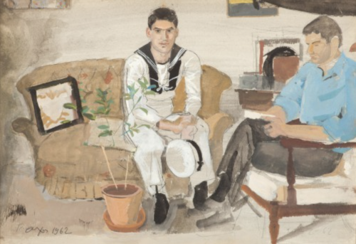 Newloverofbeauty:    Yannis Tsarouchis:  The Visit   (1962)   21X30 Cm