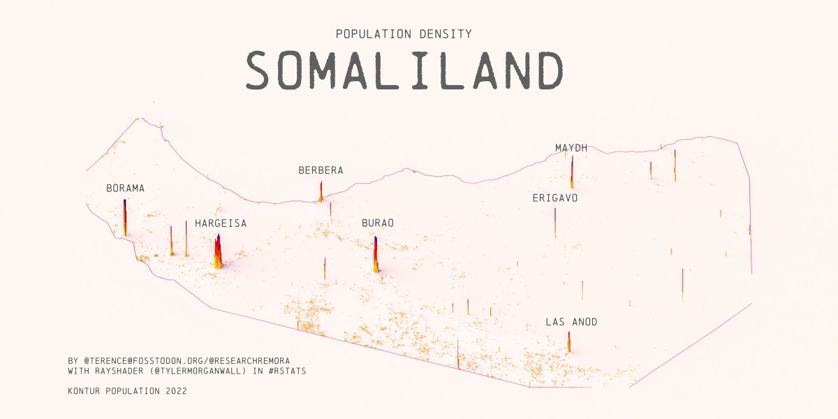 Population density map of Somaliland. by... Maps on the Web