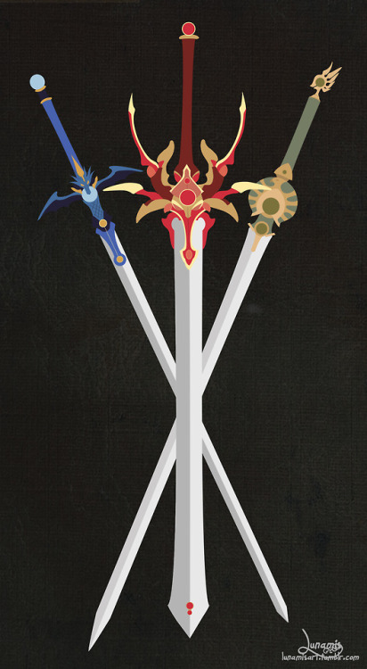 A collected work of the final forms of Hikaru, Umi and Fuu’s swords from Magic Knight Rayearth.You c