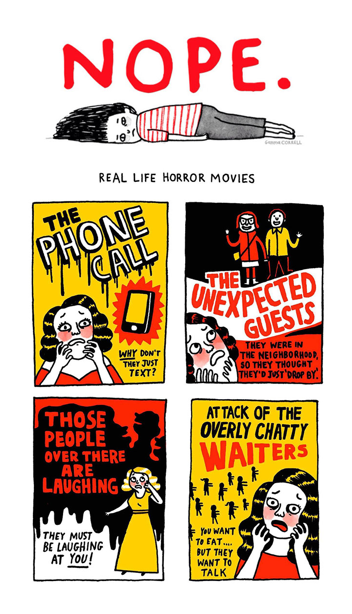bestof-society6:Comical Illustrations Depict Anxiety’s Troubles by Gemma Correll 
