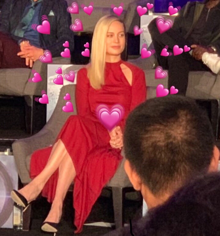 caroldanversenthusiast: At the press conference today for Endgame, Brie noticed women were getting over looked brie larson uses her power to give other women opportunities and i love her  UPDATE i love her so much 