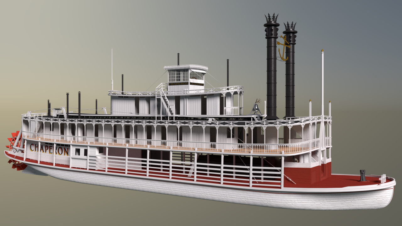 Western River Steamboats — Pilothouse windows, visor and breast board