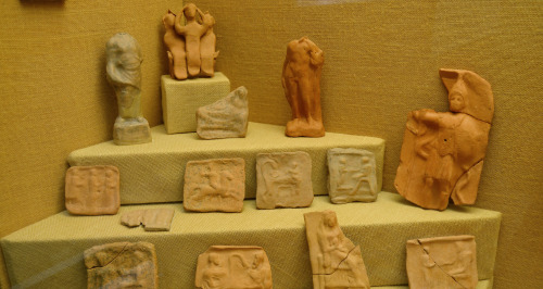 greek-museums:Archaeological Museum of Ancient Messene:Terracotta votive plaques from the sanctuarie