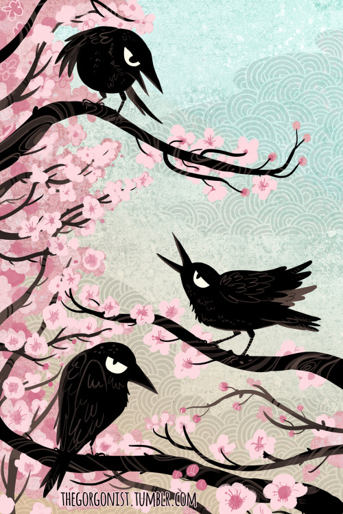 thegorgonist:With Spring, my set of four seasonal crows is complete!  I’m so pleased to have them al
