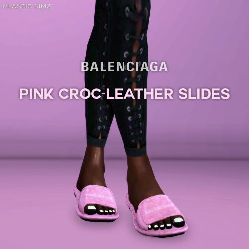 plasticsimz:Balenciaga Pink Croc-Leather SlidesHey Guys Bringing in the New Year With My New Pink Ba