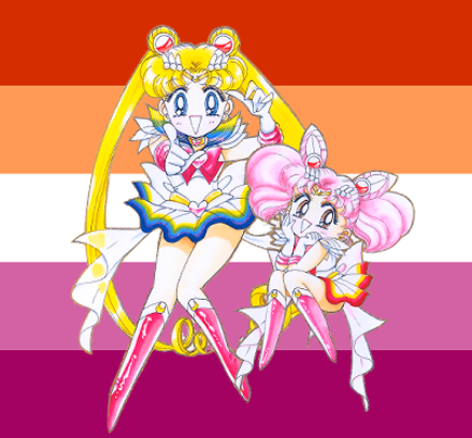 I didn’t see any sailor moon pride icons with the inclusive lesbian flag, so I made some myself!