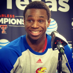 kuathletics:  What a smile.  I love the way that his eyes sparkle! He&rsquo;s genuinely happy! -fms