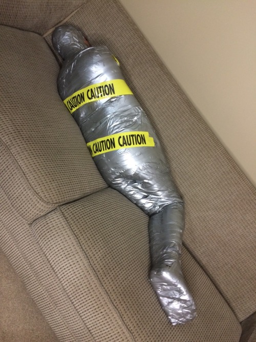 elementmastersage:Me first time mummified :3  ABSOLUTELY LOVED IT!!! Couldn’t move an inch ;)