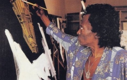 spacegirllllllllll:moderndaykathleencleaver:  themaninthegreenshirt:  Miles Davis and his [other] art. Miles didn’t begin to draw and paint until he was in his mid-fifties, during the early 1980’s and a period of musical inactivity. Miles being Miles,