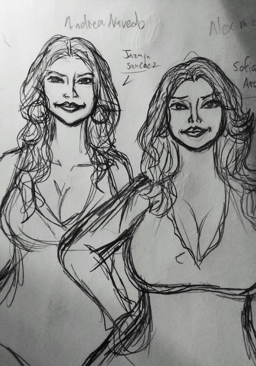 Sketch of sexy Latin MILFs