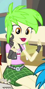 I don’t think she has a name, she was in the scene where Fluttershy was telling Twilight about the different social groups, she’s one of the rockers.