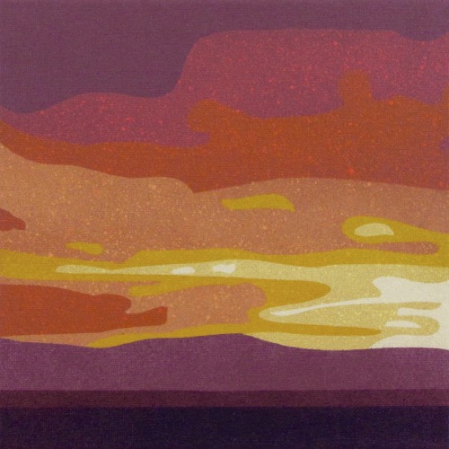 San Juan Sunset AbstractAcrylic and spray paint on canvas 8x8". Charles Morgenstern, 2022. The 