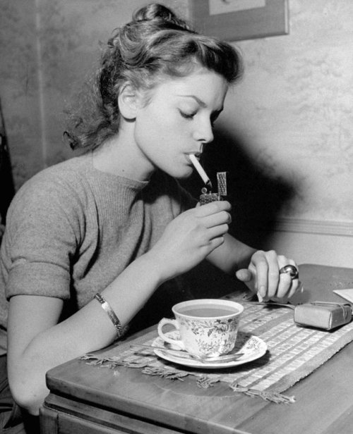 lostinhistorypics - Lauren Bacall starting her morning right,...