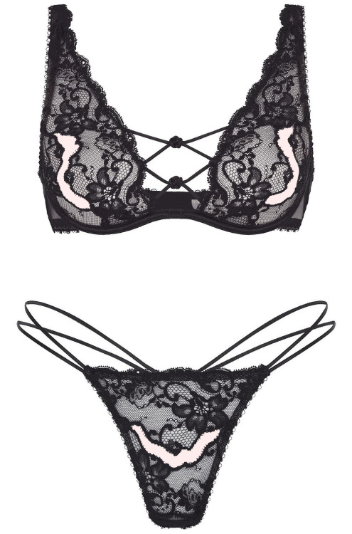 Agent Provocateur | Zanah • in Leavers lace lined in sand sheer tulle + Chinese knot elastic details