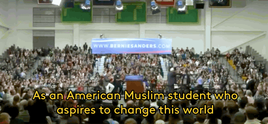 refinery29:  Bernie Sanders Vows To Fight Islamophobia “As an American Muslim student
