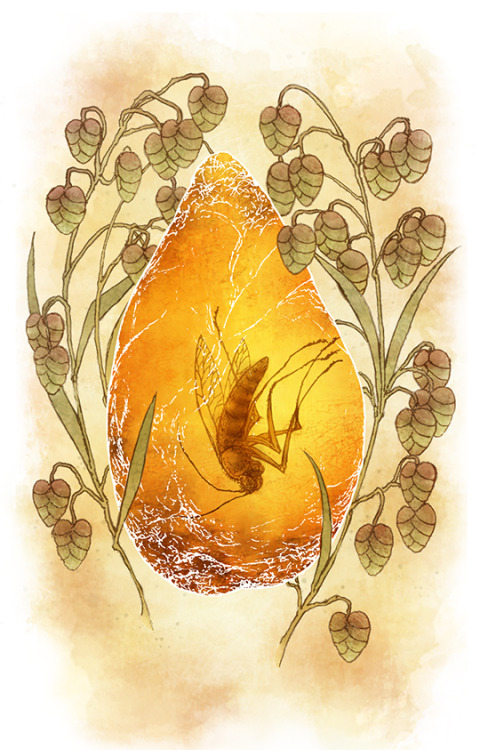 Telluric Tarot- Amber and Briza media (quaking grass) Tarot equivalent to The Hanged Man- Relea