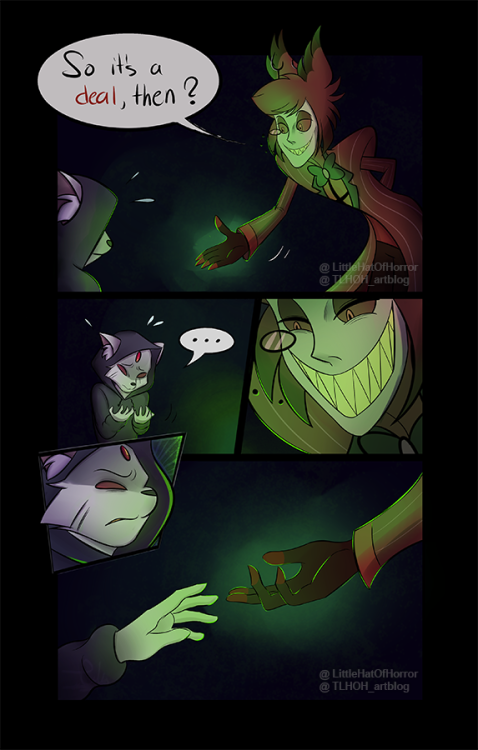 Patreon comic, finally shared to the public!  Assuming that Vox is a deal maker demon like Alastor, 