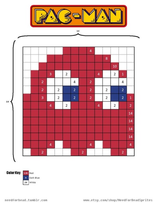 Pac-Man:  BlinkyPac-Man is owned by Namco.Find more perler bead patterns and links to my shop o