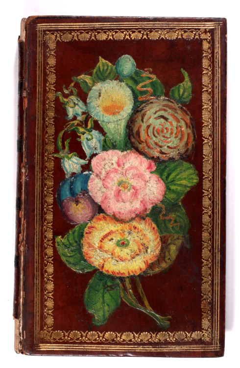 unusual leather binding with oil painted illustration on the upper coverPublished 1810 - the paintin
