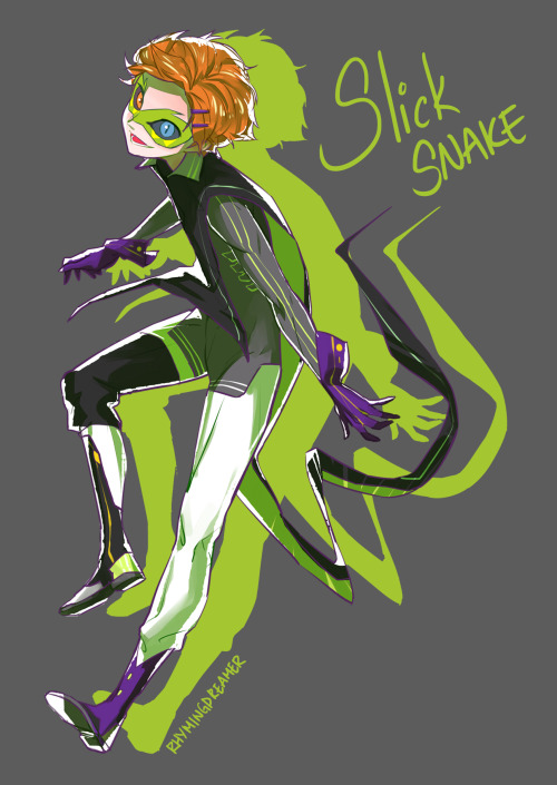 Day 1 of Akumasona Week : SlickSnakeHere’s my miraculous oc once he’s been akumatized, SlickSnake. H