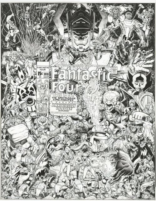 maxmarvel123:     Jack Kirby &   Joe Sinnott’s Fantastic Four Vol. 1 #100 (1970) Re-Imagining/Recreation Artist cover by Arthur “Art” Adams 
