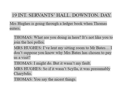 thomasbarrowlesbian: Cut Thomas lines/scenes from the Downton Abbey: Series 2 Scripts (Official)