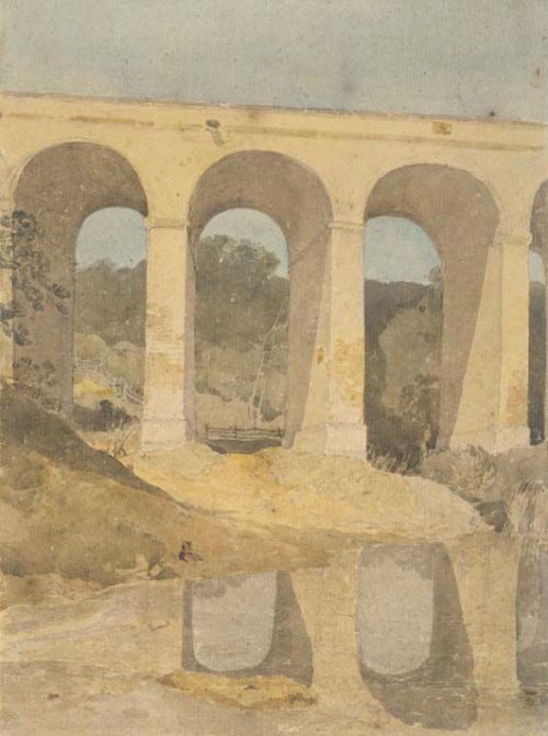 John Sell Cotman, Chirk Aqueduct, c.1806–07.Watercolor, 32 × 23 cm (12½ × 9 in). Victoria & Albe