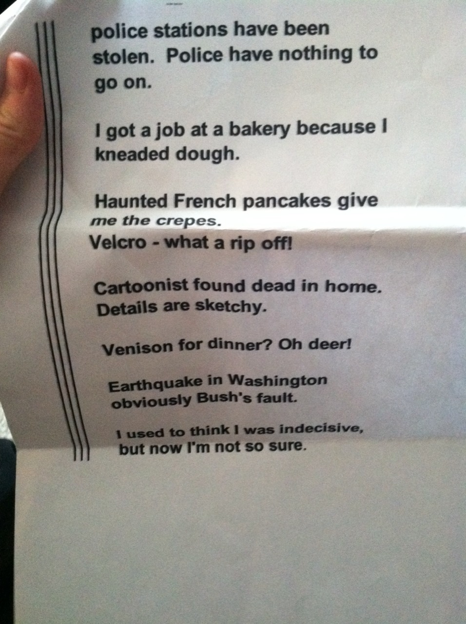 youaremychoding:  My Grandma showed me these puns. I thought Tumblr would appreciate