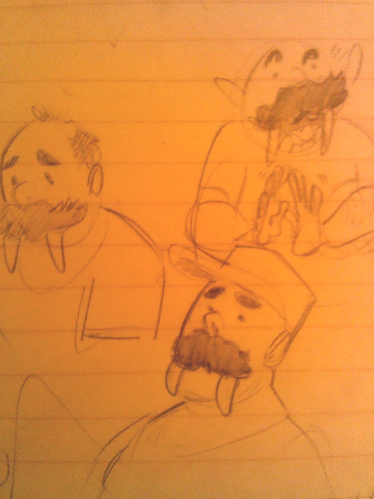 mewlinggoblin:  doodles from class earlier today:1) zozo’s dumpster walrus dad