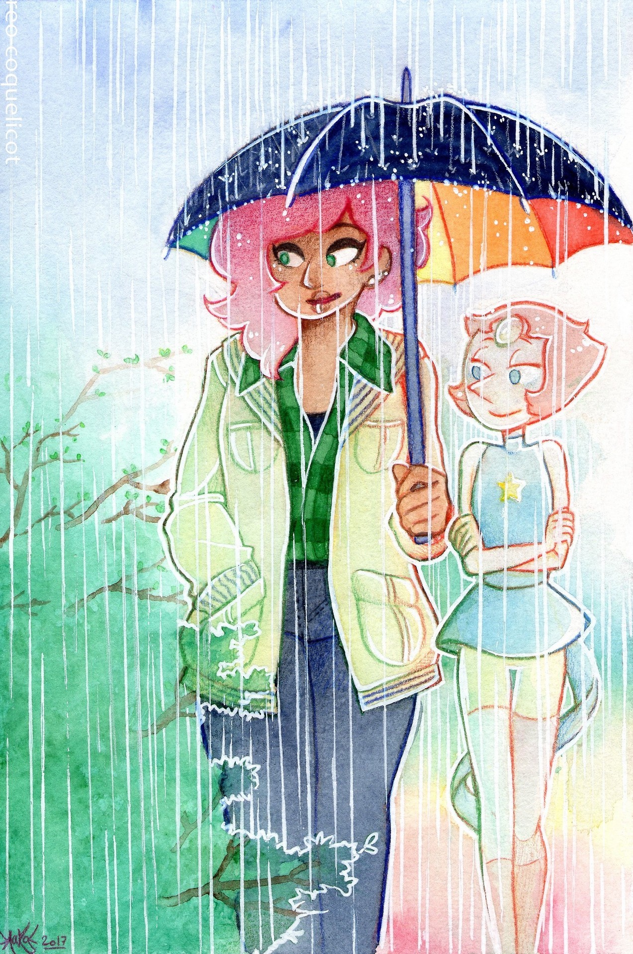 reo-coquelicot: Spring ~ I swear I’m never drawing umbrellas again. (Says the girl