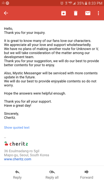 fiftyshadesofdes: I’ve seen a lot of rumors, theories, etc regarding Mystic Messenger’s future latel