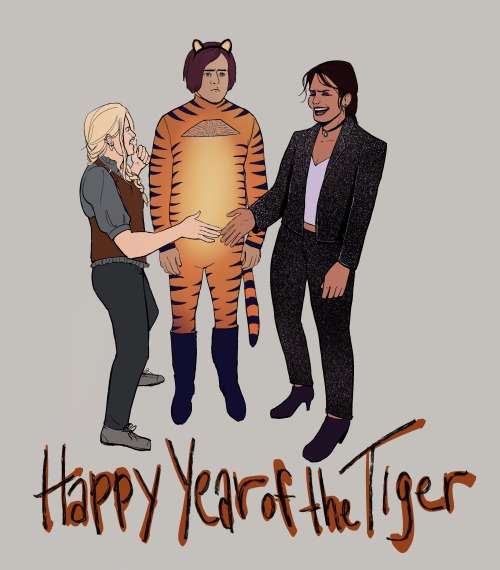 Brace for 2022 and enjoy the tigers Yen and Ciri teamed up to trick Jaskier into believing their New Years party was tiger themed. Below is the version with Jaskier in a tiger onesie before I realized the sexy tiger costume was a little more in line with the jaskier vibe.happy new year everybodyalso yes this is based off the photo of hugh jackman and jake gyllenhaal tricking ryan renolds with the holiday sweater  #the witcher#witcher netflix #year of the tiger  #cirilla fiona elen riannon #ciri#jaskier #Yennefer of Vengerberg  #yen laughs so hard she cries
