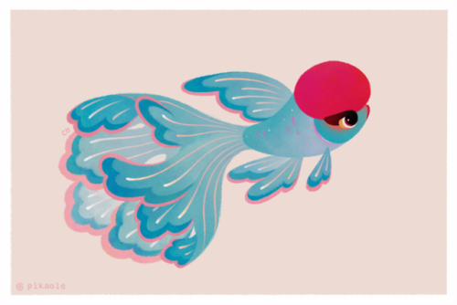 pikaole: Red cap Oranda [ twitter / behance / redbubble shop / print ] 