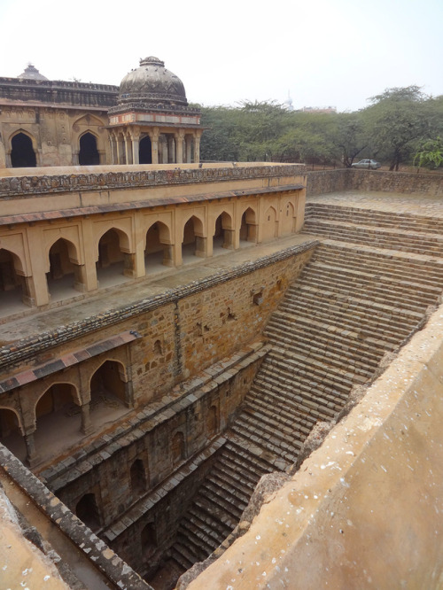 Stepwells are wells or ponds in which the water is reached by descending a set of steps. They may be