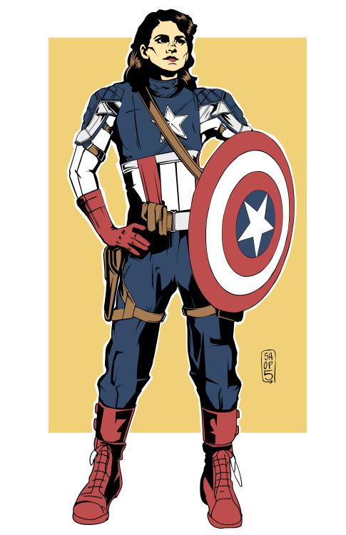 shop5:One of my favorite MCU AUs where Peggy takes over as Cap after the crash (prints)