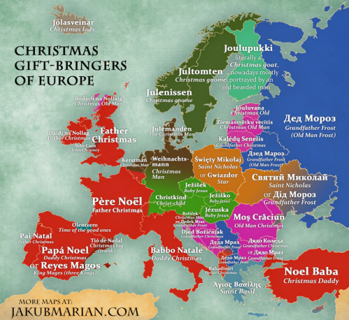 nobleeinherjar: thelandofmaps: Christmas gift-bringers of Europe [650x596]CLICK HERE FOR MORE MAPS!t