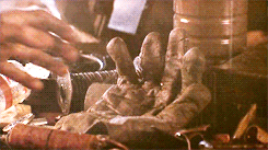 nostlaco:  “The idea behind the glove was a practical one on Wes Craven’s part, as he wanted to give the character a unique weapon, but also something that could be made cheaply and wouldn’t be difficult to use or transport. At the time, he