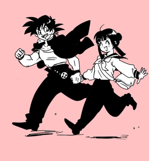 urbanowa: Cute Funny  Goku and ChiChi [悟空チチ] ❤‍❤‍ by: [ やっそん義之] (Reblog, do not re