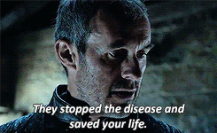 queennymeria:  Everyone advised me to send you to the ruins of Valyria to live out your short life with the stonemen before the sickness spread through the castle. I told them all to go to hell.