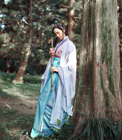 司南阁 traditional chinese fashion, hanfu | type: 交领齐腰襦裙jiāolǐng qíyāo rúqún (crossing collar waist-hig