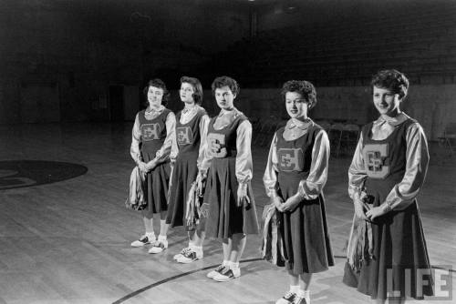 Great Falls Central Catholic High School cheerleaders(Nat Farbman. 1953)