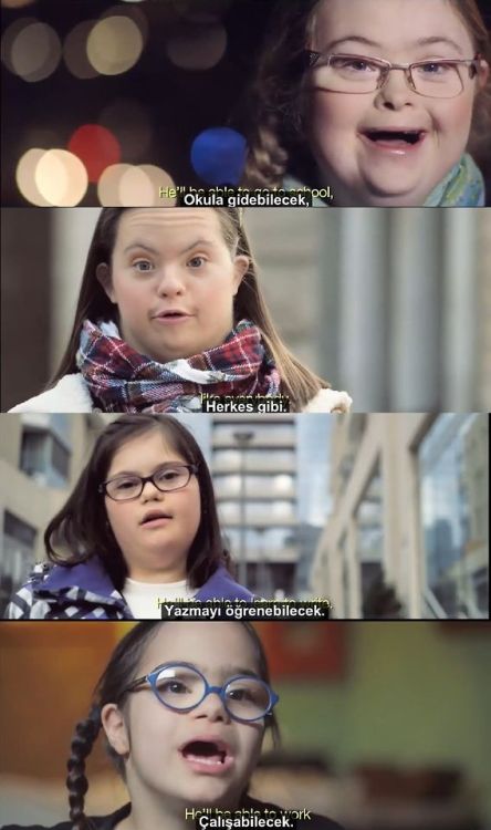 uglybutfine:maviyeasikolansiyah:Down Sendromlu çocukların insani değerleri yüksektir. Yalan nedir bilmezler. Yürekleri sevgi doludur ve sevgileri karşılıksızdır.   ~  