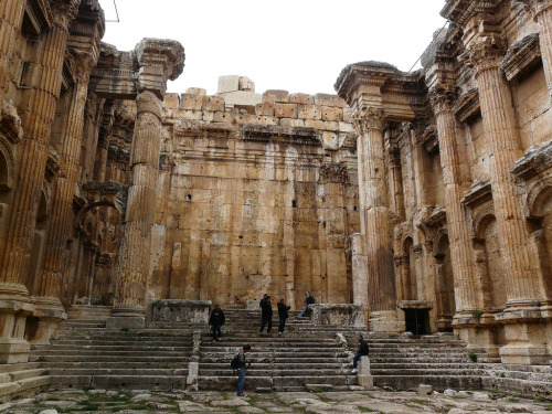 ancientart:The Temple of Bacchus at Baalbek, Lebanon, ca. 150 AD. This stunning Roman temple, still 