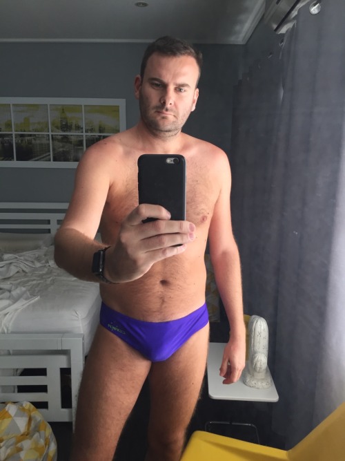 greenspeedos:  nev82l:  Love how hot these purple Corka swimwear look and feel   purple works for him